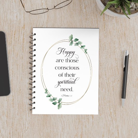 Carnet JW 2026 Année Texte avec Eucalyptus Matthieu 5:3