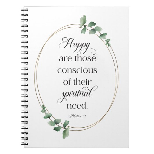 Carnet JW 2026 Année Texte avec Eucalyptus Matthieu 5:3 (Devant)