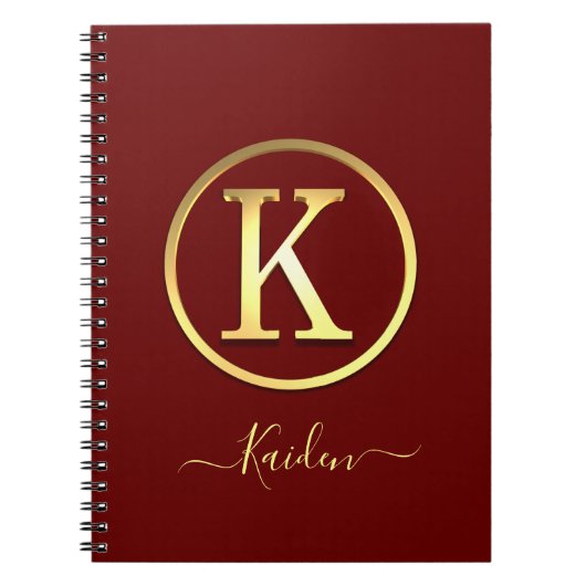 Carnet K initial Gold élégant (Devant)