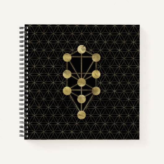 Carnet Kabbalah L'Arbre de Vie Or sur Noir (Devant)