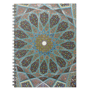 Carnet kaleido floral turquoise, brun et jaune