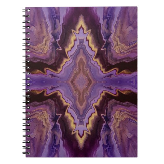 Carnet Kaleidoscope en violet, magenta, abstrait or (Devant)