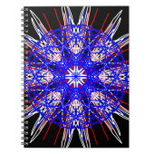 Carnet kaléidoscope mandala art noir rouge blanc bleu (Devant)