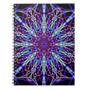 Carnet Kaleidoscope noir violet Mandala Art