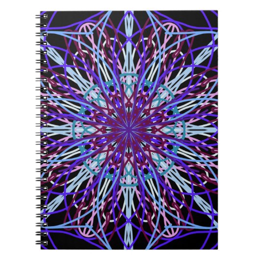 Carnet Kaleidoscope noir violet Mandala Art (Devant)