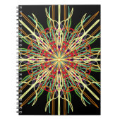 Carnet Kaleidoscope orange jaune noir vert bleu fleur (Devant)