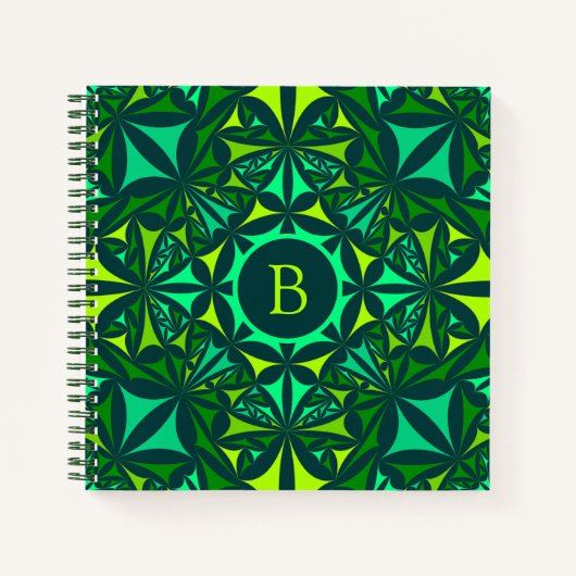 Carnet Kaleidoscope Orné Vert Émeraude Monogramme (Devant)