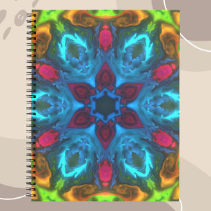 Carnet Kaleidoscope psychédélique bleu rose et vert