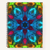 Carnet Kaleidoscope psychédélique bleu rose et vert (Devant)