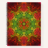 Carnet Kaleidoscope psychédélique Fleur vert et rouge (Devant)