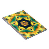 Carnet Kaleidoscope psychédélique jaune bleu et vert (Côté Droit)