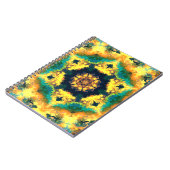 Carnet Kaleidoscope psychédélique jaune bleu et vert (Côté gauche)