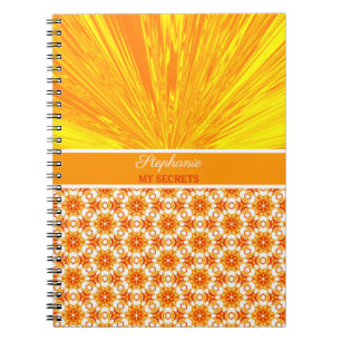 Carnet Kaléidoscope Satin Jaune Mes secrets Personnalisé