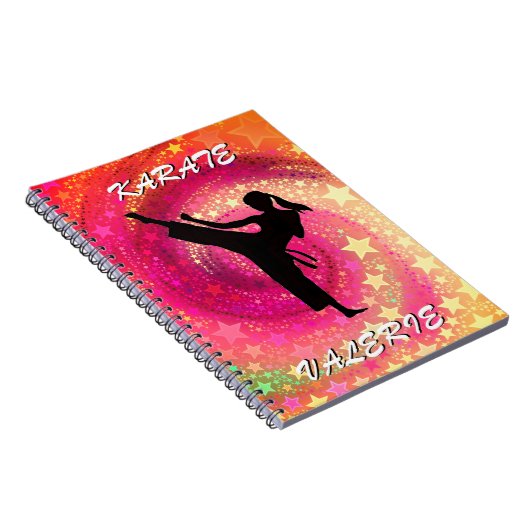 Carnet Karate Girl Kick Stars and Swirls Retro (Côté Droit)