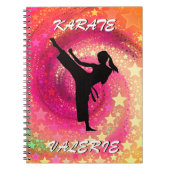 Carnet Karate Girl Kick Stars and Swirls Retro (Devant)