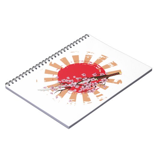 Carnet Katana d'épée japonaise avec fleurs de sakura (Côté gauche)