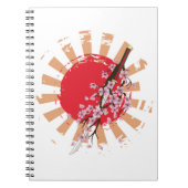 Carnet Katana d'épée japonaise avec fleurs de sakura (Devant)