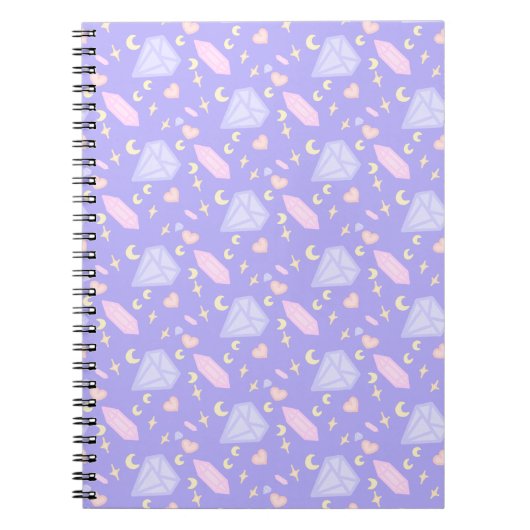 Carnet Kawaii Bijoux Cristaux Lunes Étoiles Coeurs Pastel (Devant)