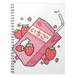 Carnet Kawaii Boîte à jus de fraise japonaise