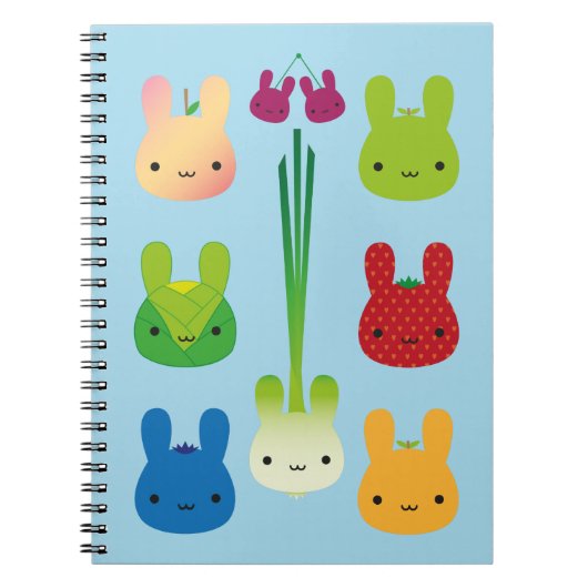 Carnet Kawaii Bunny Fruits et légumes (Devant)