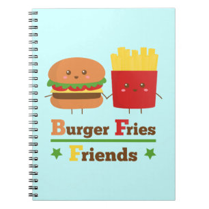 Carnet Kawaii Cartoon Burger Frites Amis BFF
