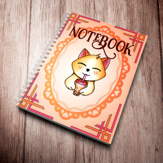 Carnet Kawaii Chat Boire Boba Milk Tea