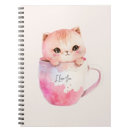 Carnet Kawaii Chat Chibi Rose Blushing (Devant)