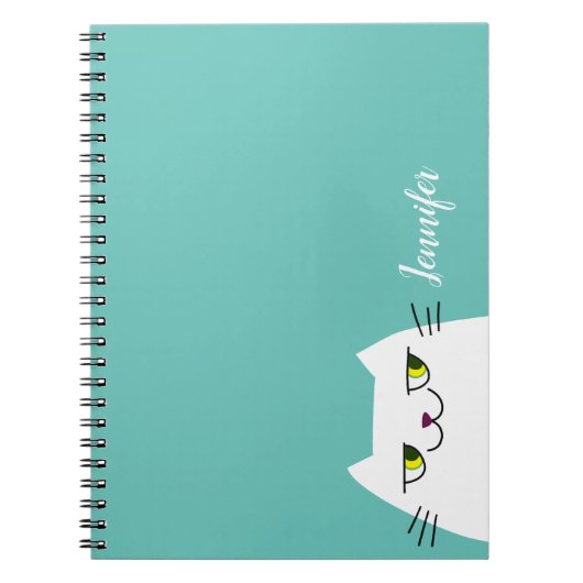 Carnet Kawaii Chat Cute Pastel Blue (Devant)