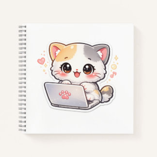 Carnet Kawaii Chat Ordinateur Portable | Journal M