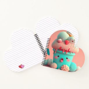 Carnet Kawaii crème glacée rose