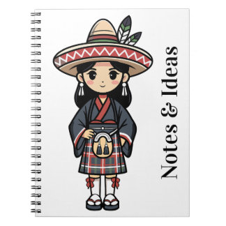 Carnet Kawaii Cultural Girl Illustration