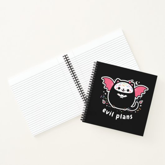 Carnet Kawaii Evil Plans Notebook avec Winged Kitty (Intérieur)