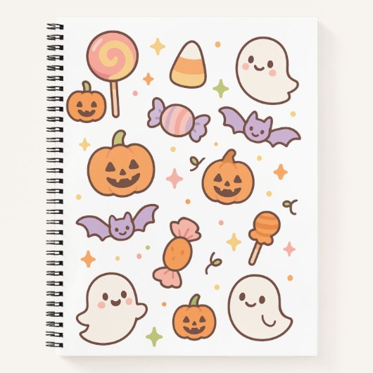 Carnet Kawaii Fantômes et Citrouilles d'Halloween (Devant)
