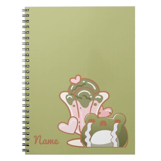 Carnet Kawaii Frog with Matcha Cake Personalized Note (Devant)