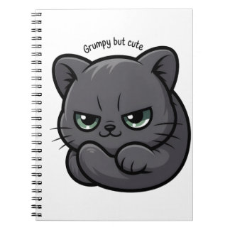 Carnet Kawaii Grumpy Chat pour Notes et Doodles