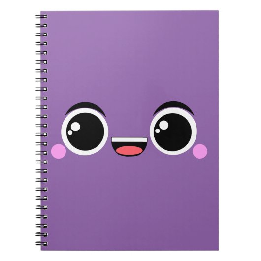 Carnet Kawaii Joyeux Anime Face Violet (Devant)