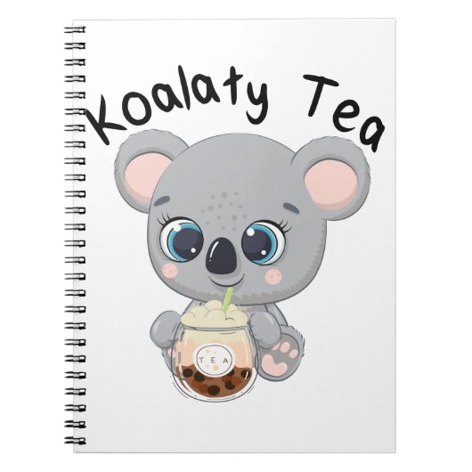 Carnet Kawaii Koala boit du thé Koalaty Boba (Devant)