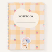 Carnet Kawaii Lapin Fraise Gingham Pastel (Devant)