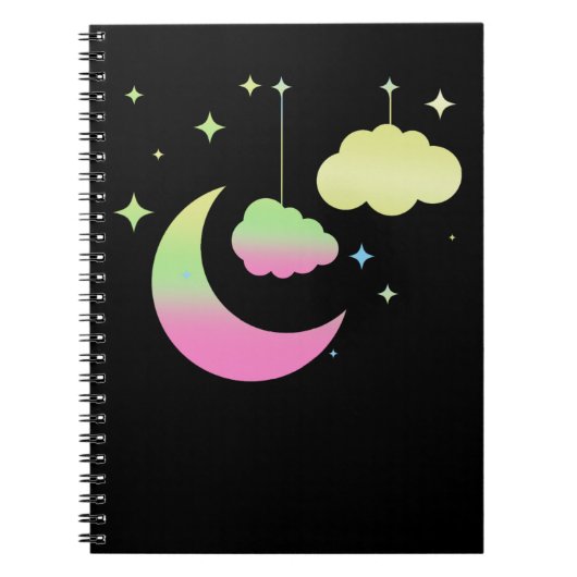 Carnet Kawaii Moon et Nuages Pastel Goth Art (Devant)