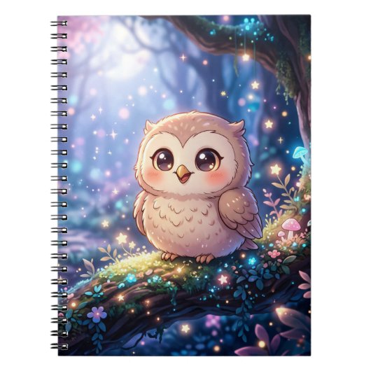 Carnet Kawaii Night Owl, Notes en spirale de hibou (Devant)