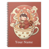Carnet Kawaii Red Panda Coffee Study Spiral Notebook (Devant)