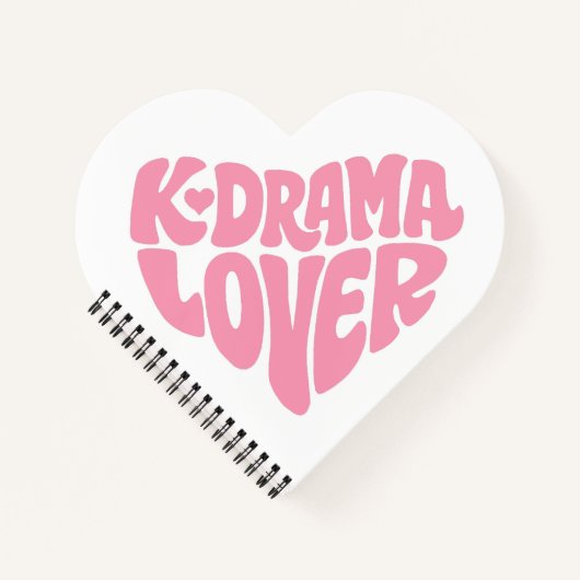 Carnet Kdrama Lover Pink Heart Typography Simple Cute (Devant)