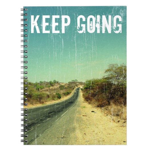 Carnet "Keep going" vintage photo of a road (Devant)