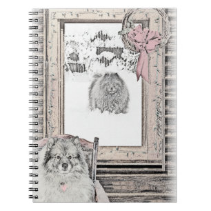 Carnet Keeshond Noël hiver fenêtre Peinture Chien Art
