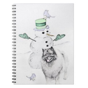 Carnet Keeshond Noël Snowman Peinture Chien Art
