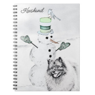 Carnet Keeshond Noël Snowman Peinture Chien Art