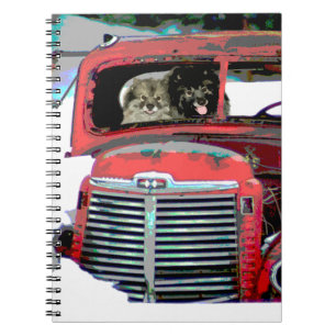 Carnet Keeshond Noël Vieux Camion Peinture Chien Art