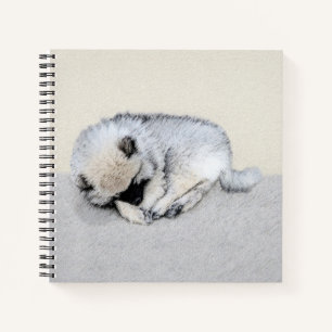Carnet Keeshond Sleeping Puppy Peinture Chien Art origina