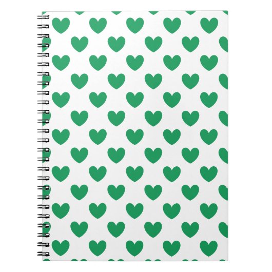 Carnet Kelly Coeurs polka vert sur blanc (Devant)