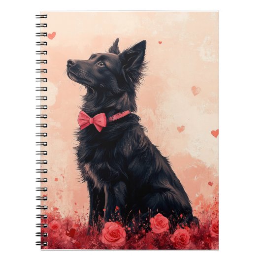 Carnet Kelpie australien avec des roses - Saint-Valentin (Devant)